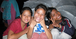 Pasang (left), with two of her Umbrella friends